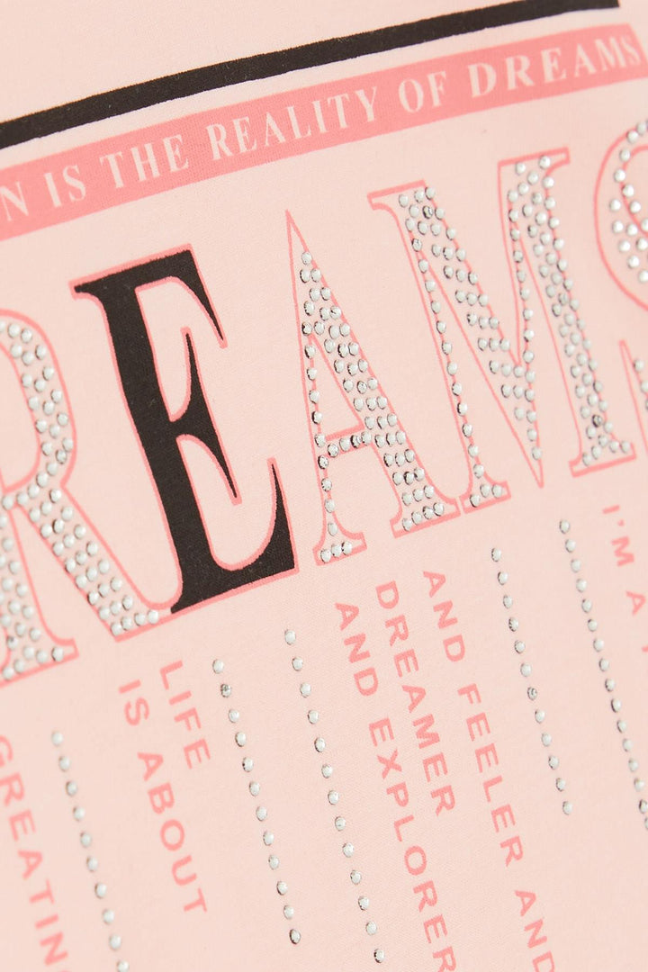 BRE Breeze Girl's Legging Set with Stone Printed Summer Writing, 50 Years, Salmon - Kovel