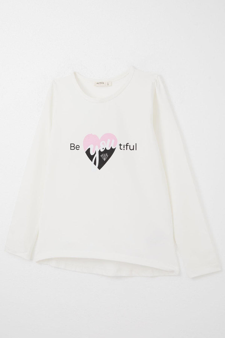 BRE Breeze Girl's Legging Set with Summer Print, 4-8 Years, Beige - Oshkosh