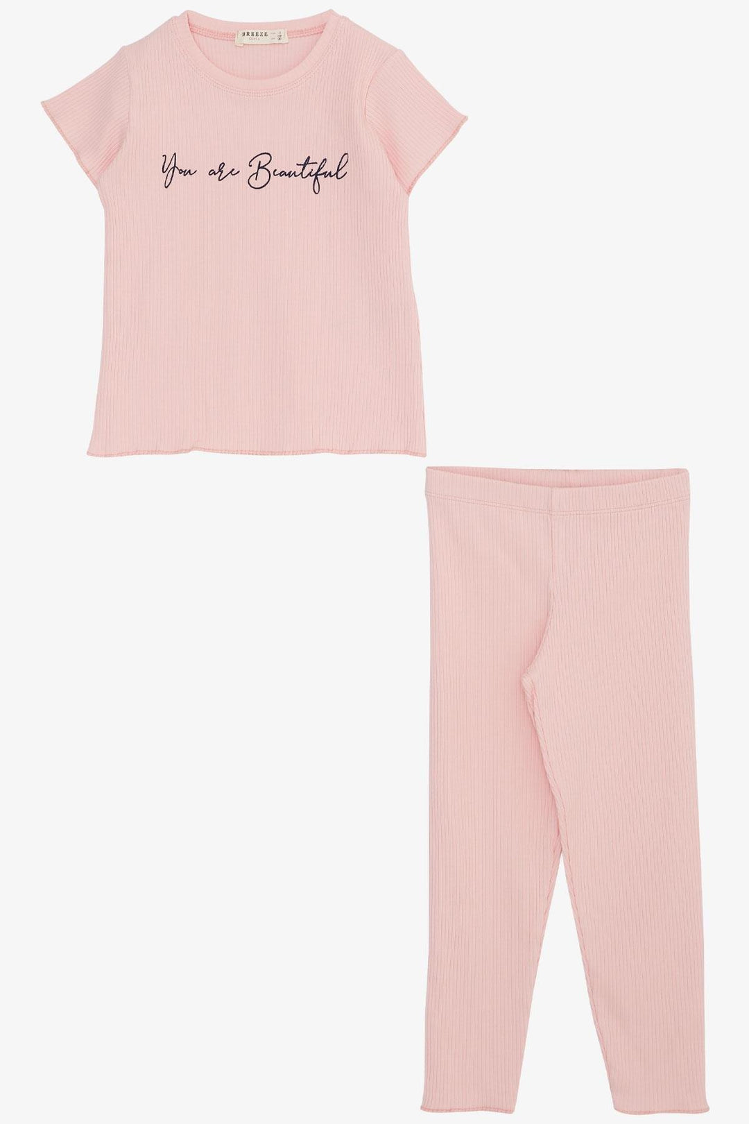 BRE Breeze Girl Child Leggings Set Printed with Summer Writing, 1.5-5 Years, Pink - Beringen