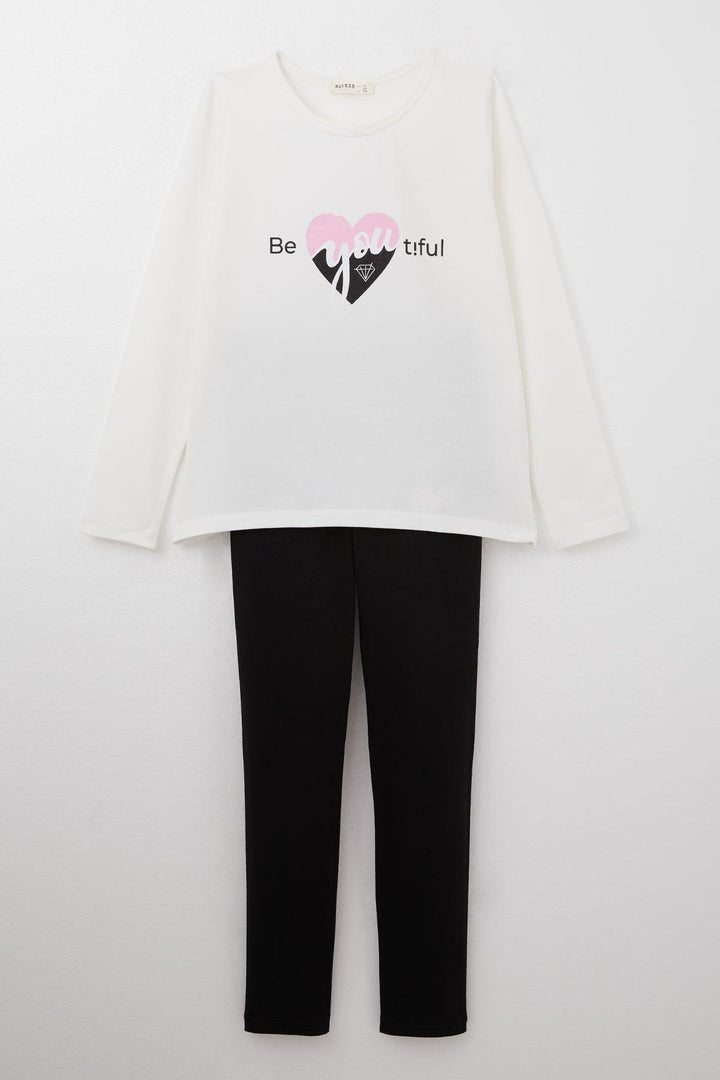 BRE Breeze Girl's Legging Set with Summer Print, 4-8 Years, Beige - Oshkosh