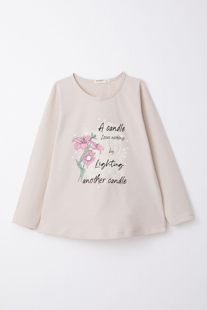 BRE Breeze Girl Child Leggings Set Summer & Flower Printed 60 Years, Beige - Altadena