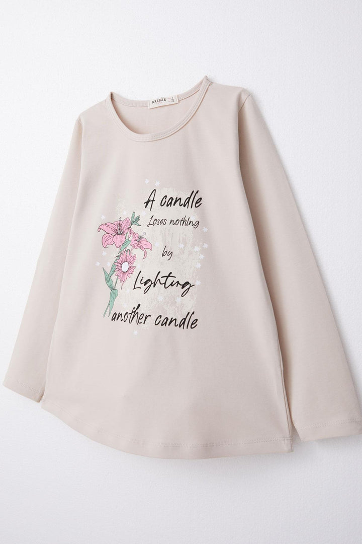 BRE Breeze Girl Child Leggings Set Summer & Flower Printed 60 Years, Beige - Altadena