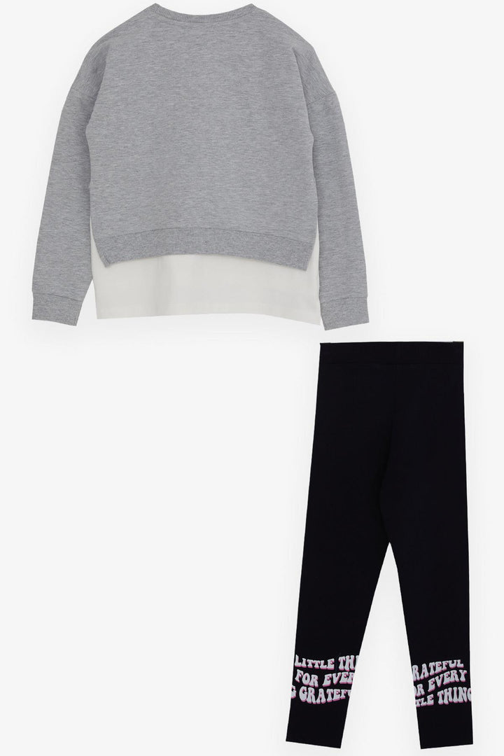 BRE Breeze Girl's Legging Set with Flower Print for Ages 82, Light Grey Melange - Bootle