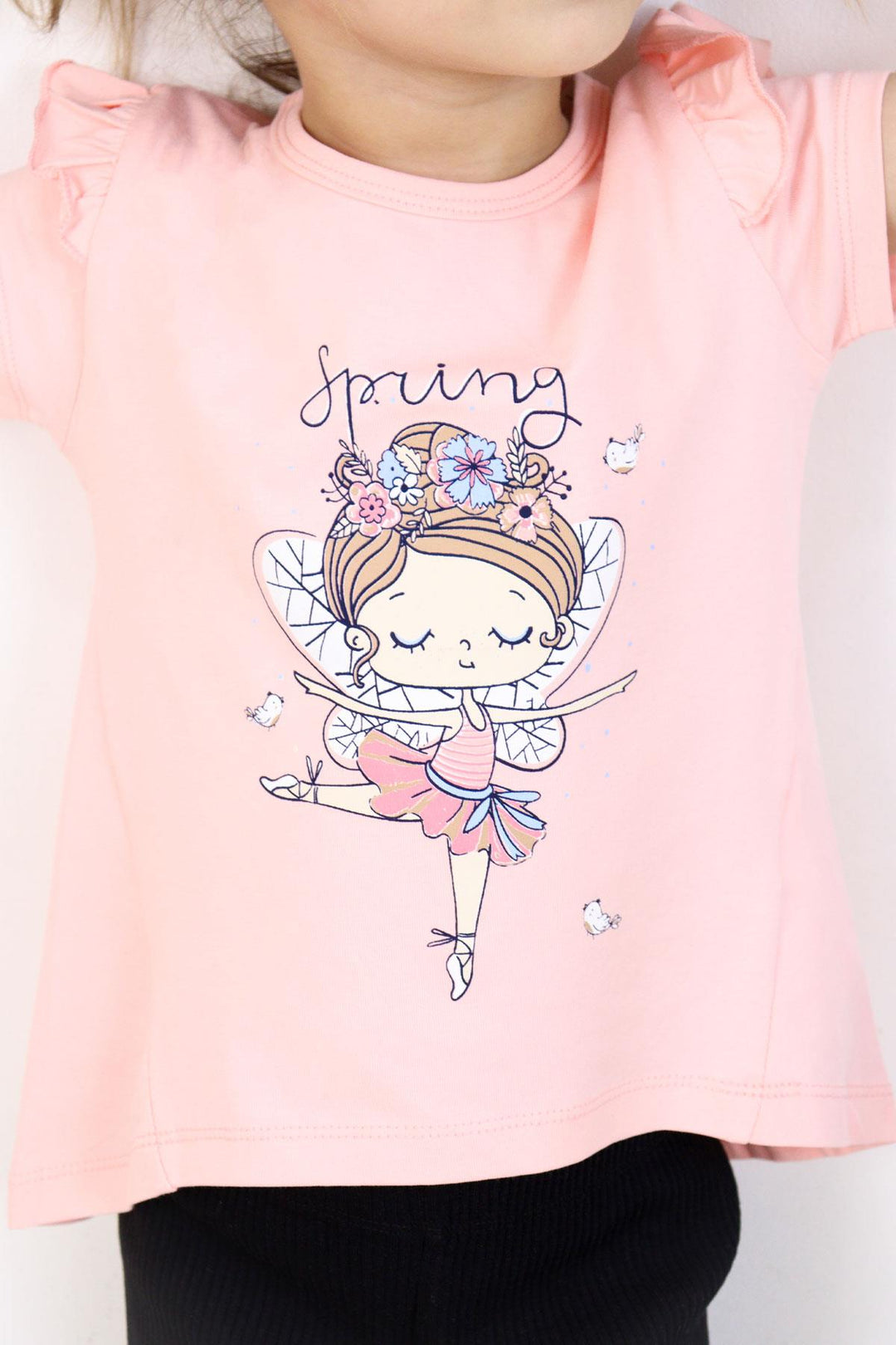 BRE Breeze Girl's T-shirt Spring Themed Ballerina Girl Printed 1.5-5 Years, Salmon - Rancho Cordova