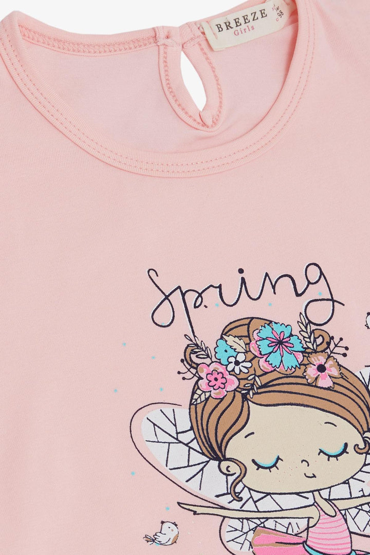 BRE Breeze Girl's T-shirt Spring Themed Ballerina Girl Printed 1.5-5 Years, Pink - Wuppertal