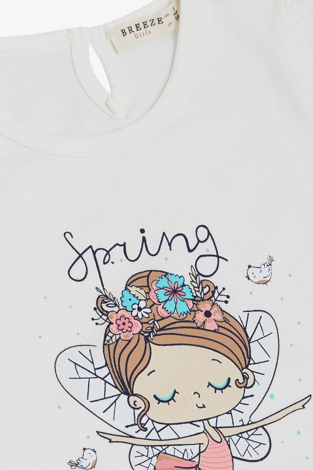 BRE Breeze Girl's T-shirt Spring Themed Ballerina Girl Printed 1.5-5 Years, White - Eastvale