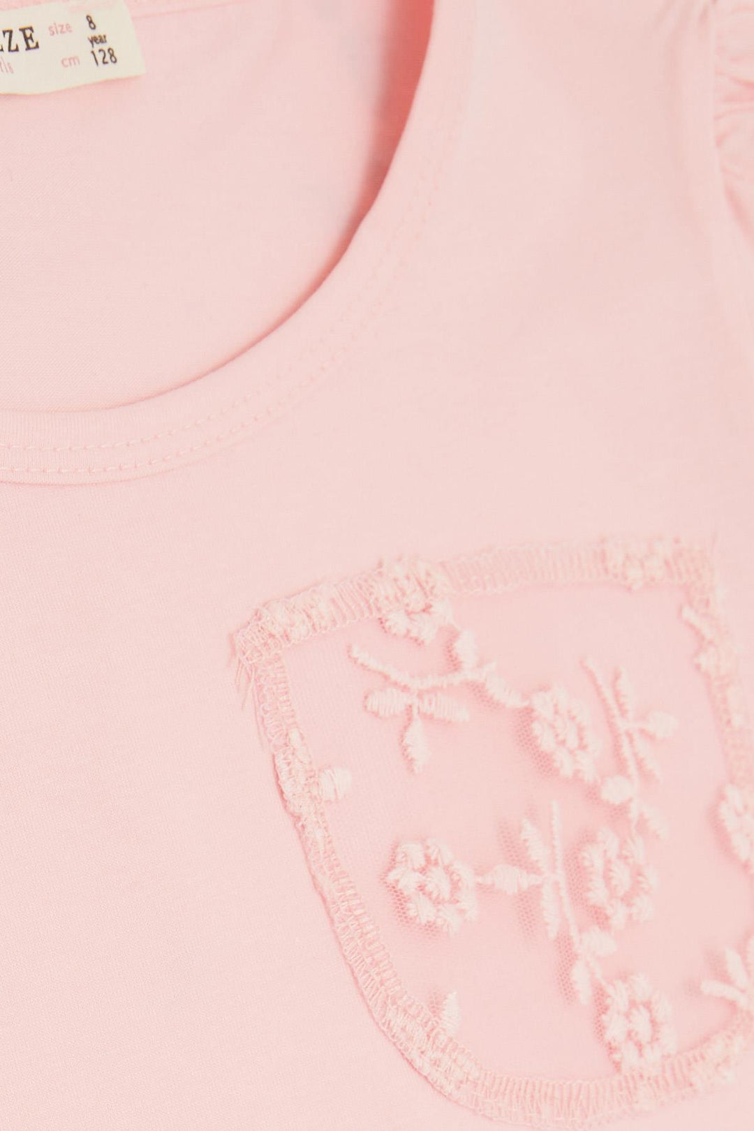 BRE Breeze Girl's T-shirt Pocket Tulle Flower Embroidered 4-9 Years, Pink - Majadahonda