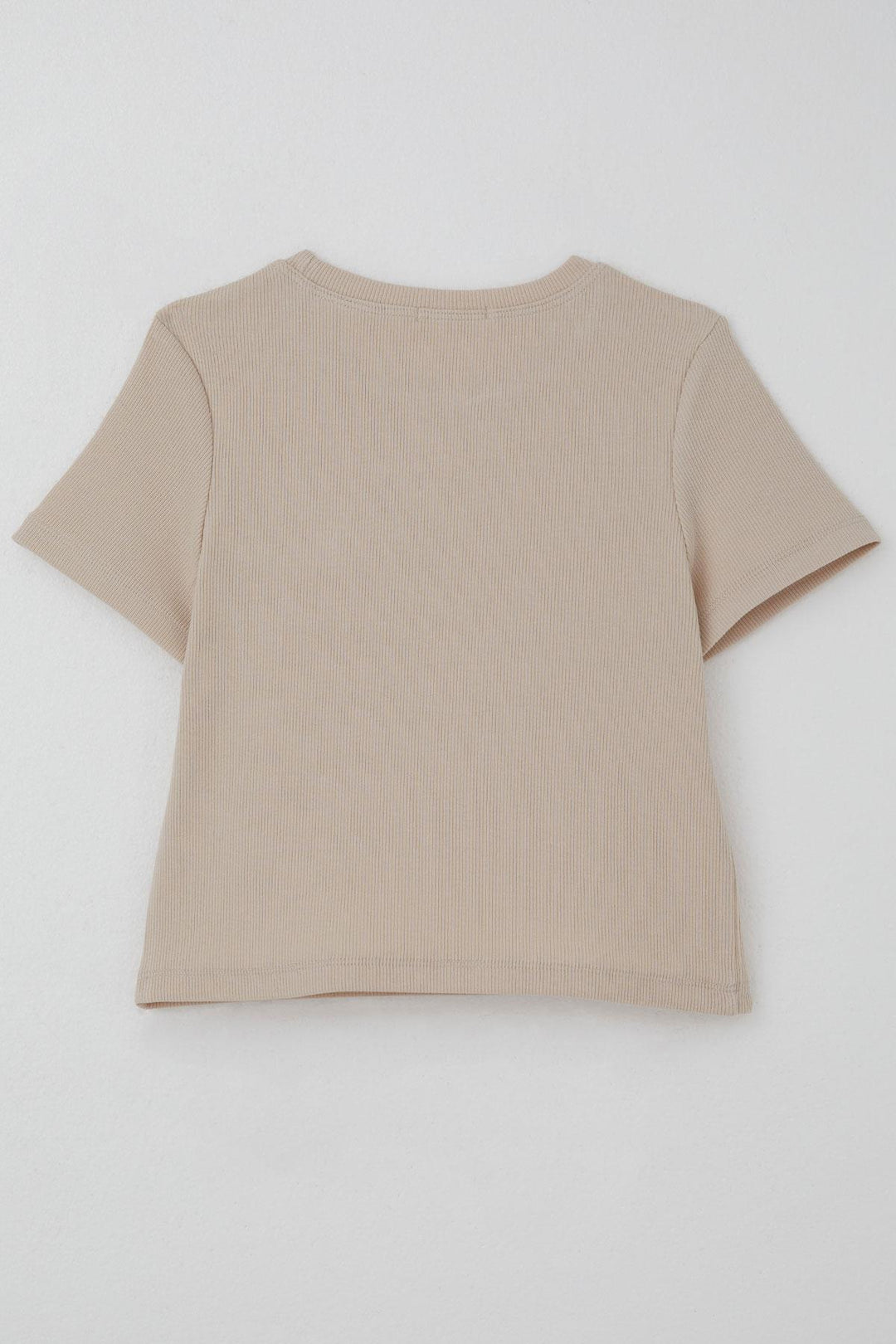 BRE Breeze Girl's T-shirt with Flower Accessories and Pearl Details, 94 Years, Beige - Salamanca