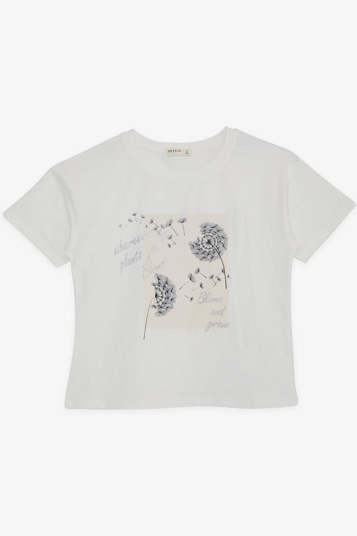 BRE Breeze Girl's T-shirt Flower Printed 94 Years, Ecru - Ravensburg