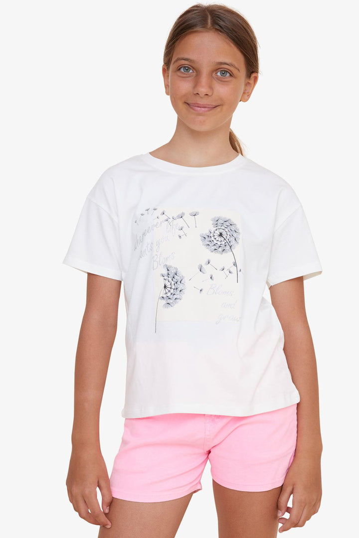 BRE Breeze Girl's T-shirt Flower Printed 94 Years, Ecru - Ravensburg