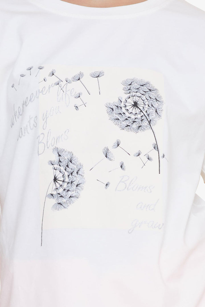 BRE Breeze Girl's T-shirt Flower Printed 94 Years, Ecru - Ravensburg