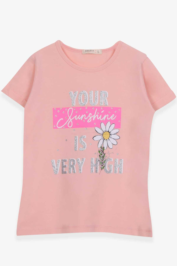 BRE Breeze Girl's T-shirt Flower Printed 82 Years, Salmon - Perth