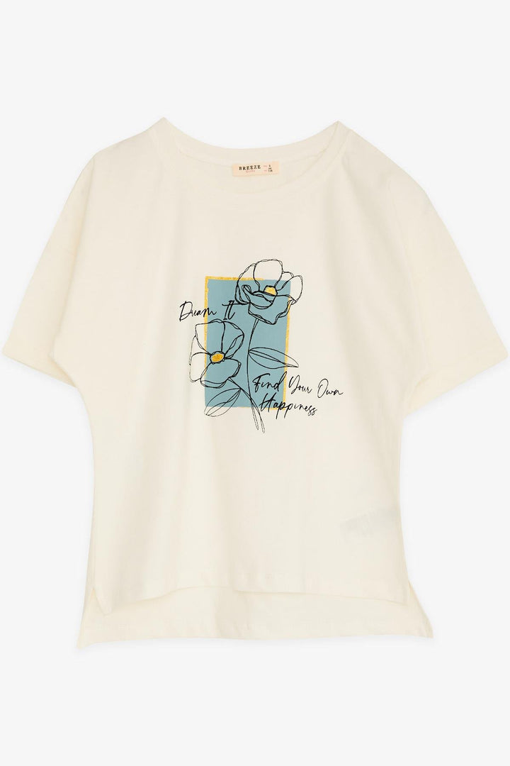 BRE Breeze Girl's T-shirt Flower Printed 84 Years, Ecru - Longview