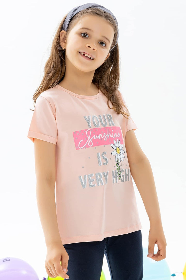 BRE Breeze Girl's T-shirt Flower Printed 82 Years, Salmon - Perth