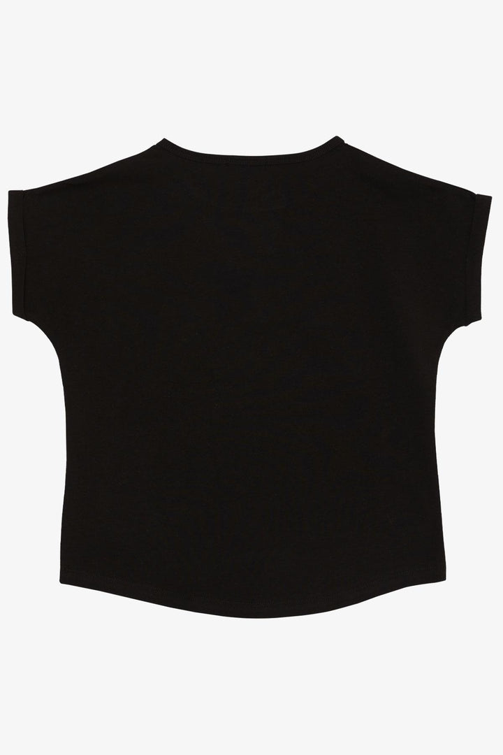 BRE Breeze Girl's T-shirt Flower & Text Printed Sequined 94 Years, Black - Eden Prairie