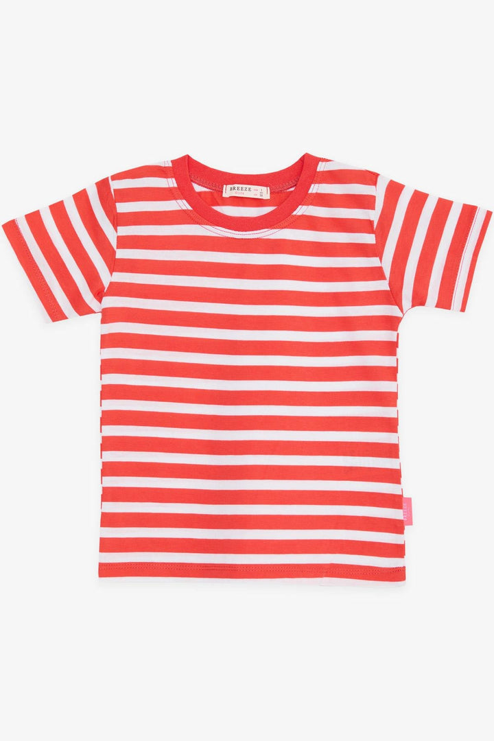 BRE Breeze Girl's Striped T-Shirt 3-7 Years, Pomegranate - Ixmiquilpan
