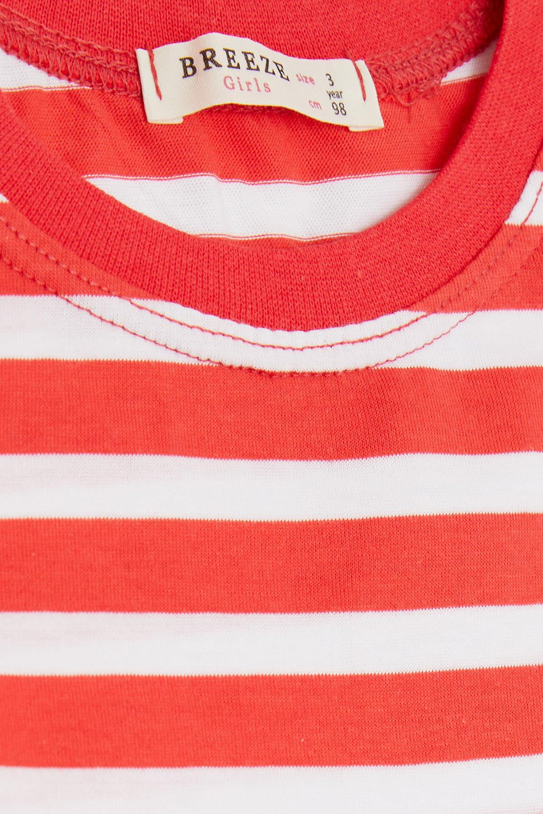 BRE Breeze Girl's Striped T-Shirt 3-7 Years, Pomegranate - Ixmiquilpan