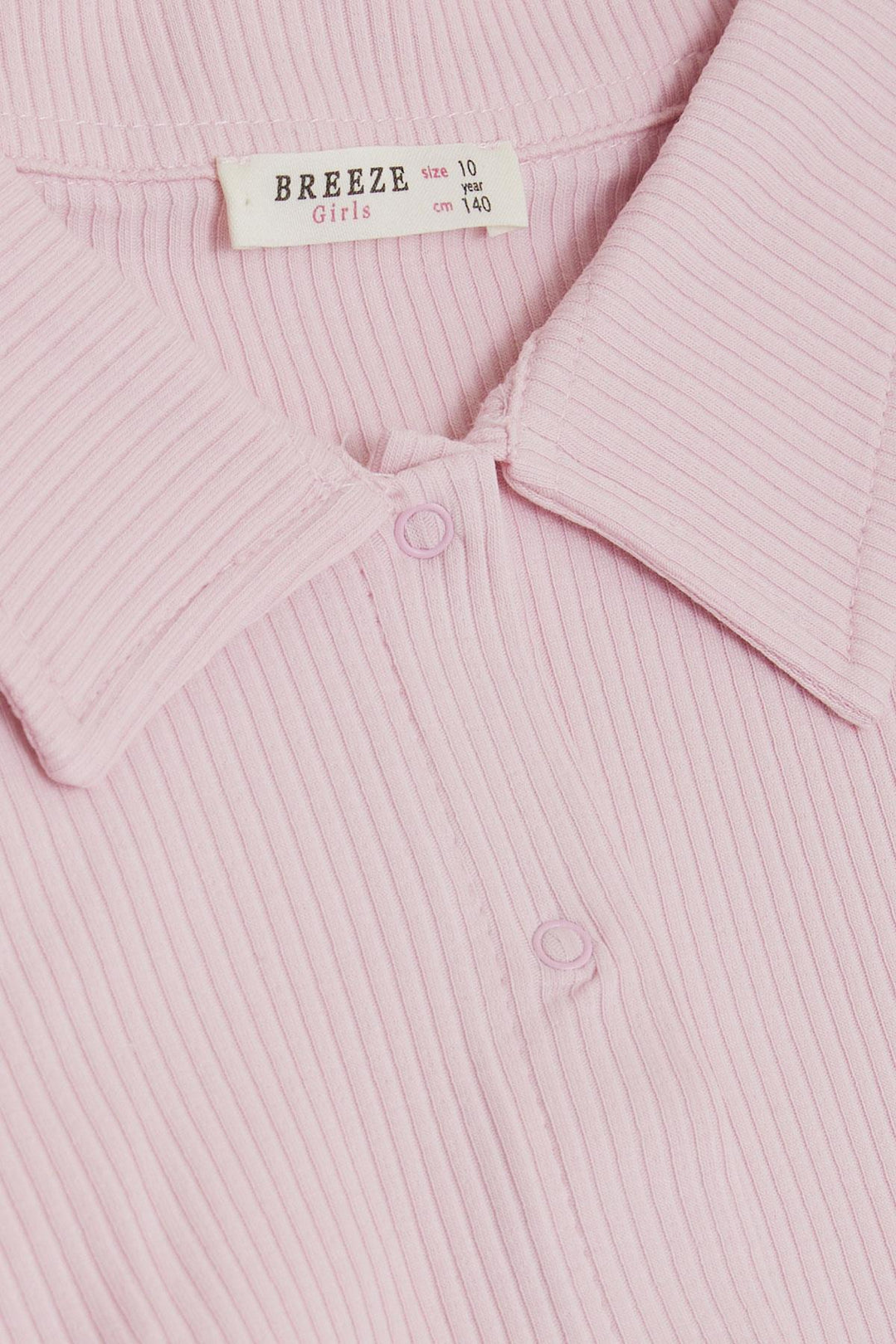 BRE Breeze Girl's Crop T-Shirt with Snap Fastener and Ribbed Detail, Pink, 94 Years - Dublin