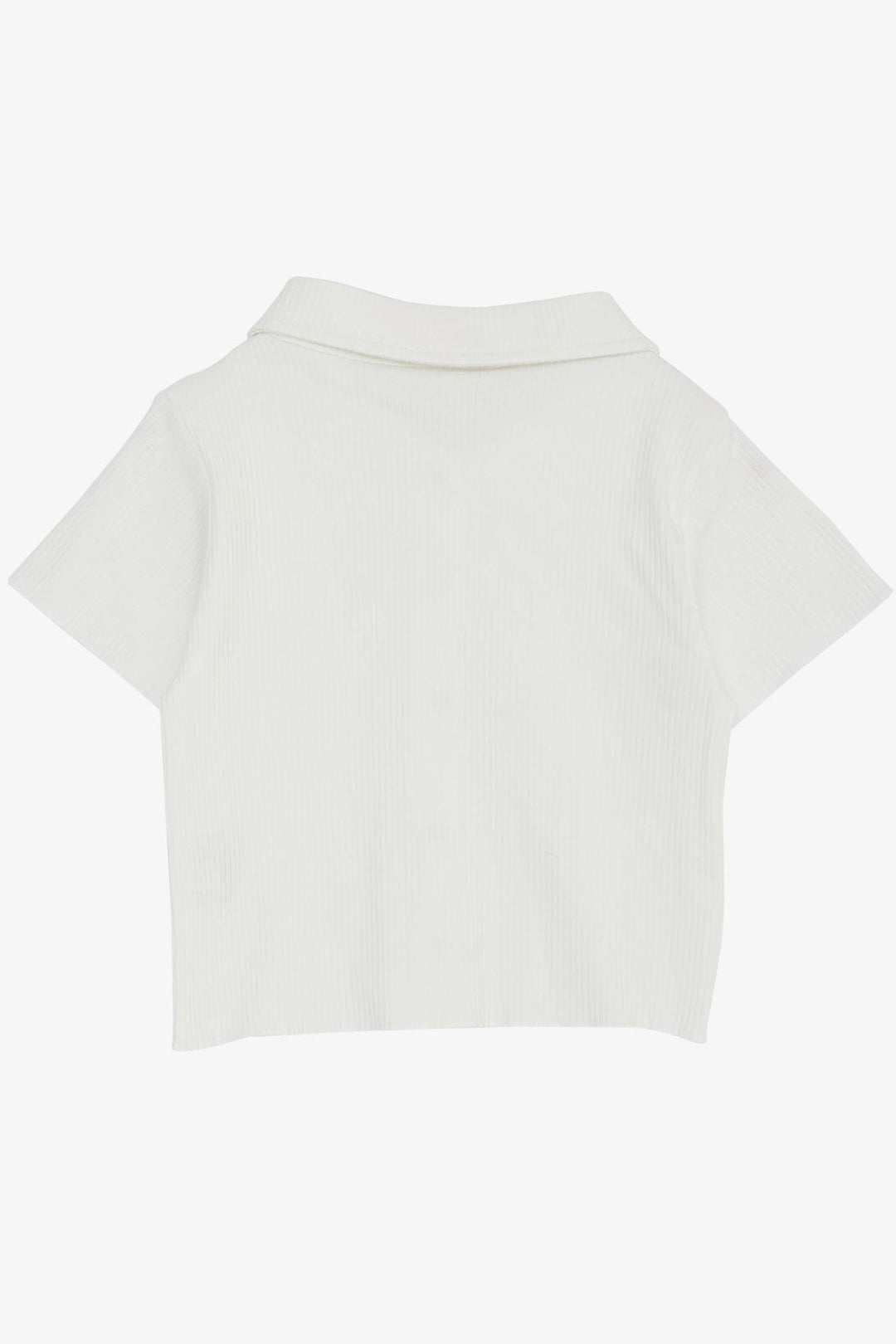 BRE Breeze Girl's Crop T-Shirt with Snap Fastener and Ribbed Detail, 94 Years, Ecru - Norwich