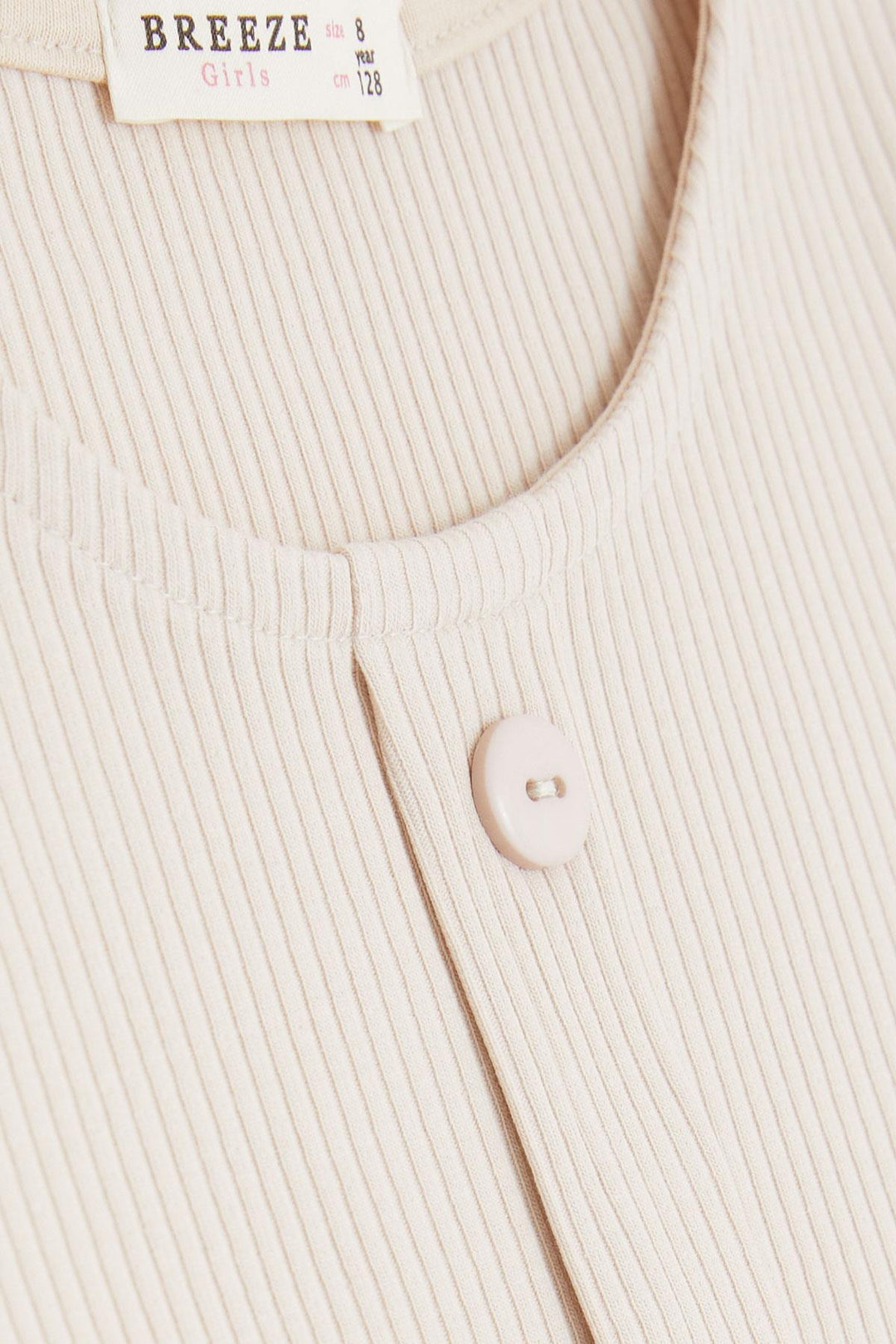 BRE Breeze Girl's Crop T-Shirt with Button Accessories, 84 Years, Beige - University City