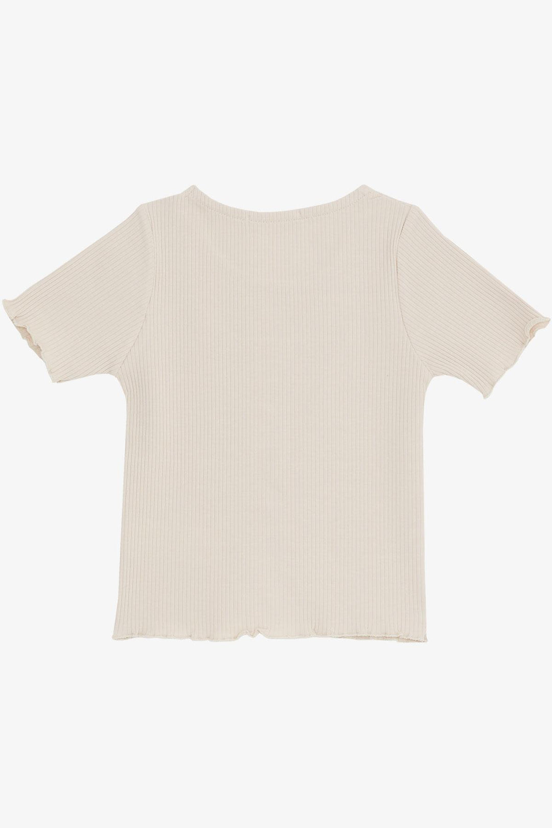 BRE Breeze Girl's Crop T-Shirt with Button Accessories, 84 Years, Beige - University City