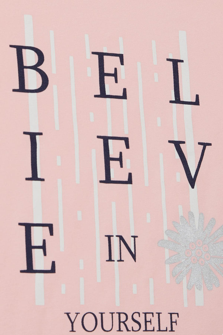 BRE Breeze Girl's T-shirt Crop Slogan Themed Flower Printed 94 Years, Pink - Central Coast