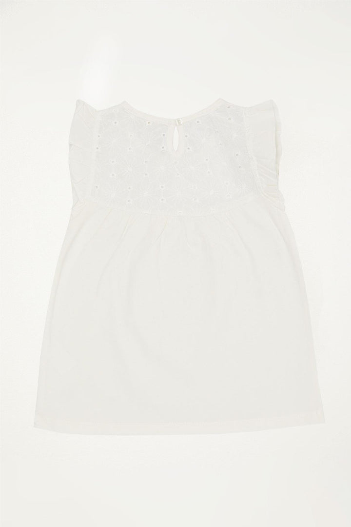 BRE Breeze Girl's T-shirt with Lace 4-8 Years, Ecru - Rosenheim