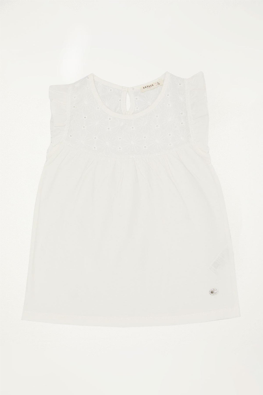 BRE Breeze Girl's T-shirt with Lace 4-8 Years, Ecru - Rosenheim
