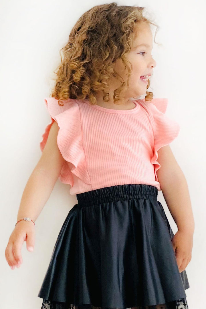 BRE Breeze Girl's T-Shirt with Ruffled Back Buttoned 2-6 Years, Salmon - Lake Forest