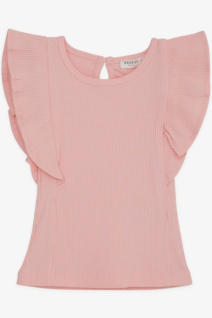BRE Breeze Girl's T-Shirt with Ruffled Back Buttoned 2-6 Years, Salmon - Lake Forest