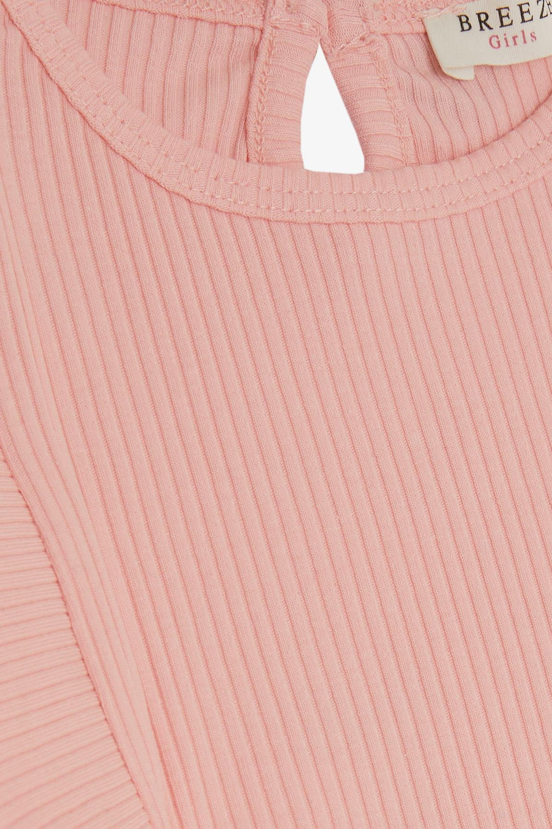 BRE Breeze Girl's T-Shirt with Ruffled Back Buttoned 2-6 Years, Salmon - Lake Forest