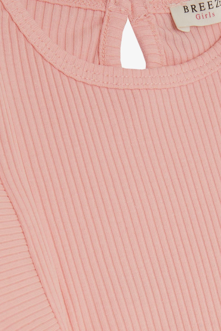 BRE Breeze Girl's T-Shirt with Ruffled Back Buttoned 2-6 Years, Salmon - Lake Forest