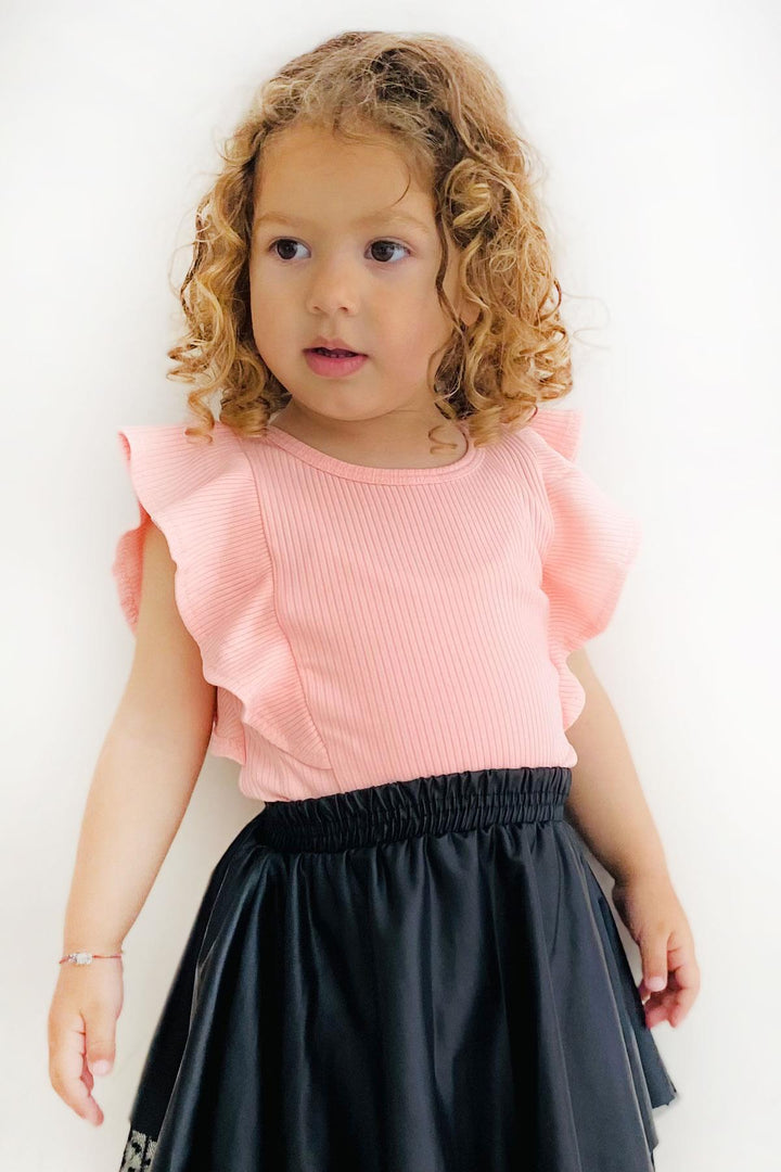 BRE Breeze Girl's T-Shirt with Ruffled Back Buttoned 2-6 Years, Salmon - Lake Forest