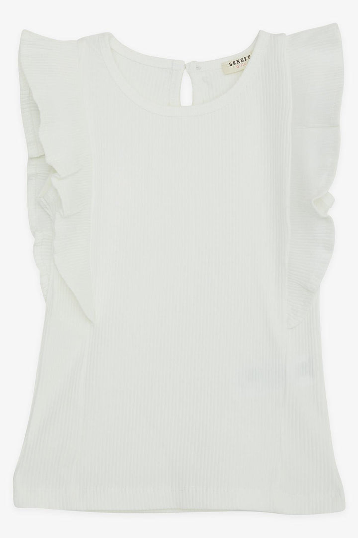 BRE Breeze Girl's T-shirt with Frilly Buttons, 72 Years, Beige - Sabinas