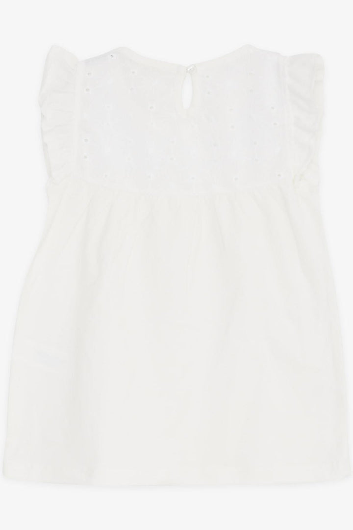 BRE Breeze Girl's T-Shirt with Ruffled Embroidery, 4-8 Years, Ecru - Guanajuato