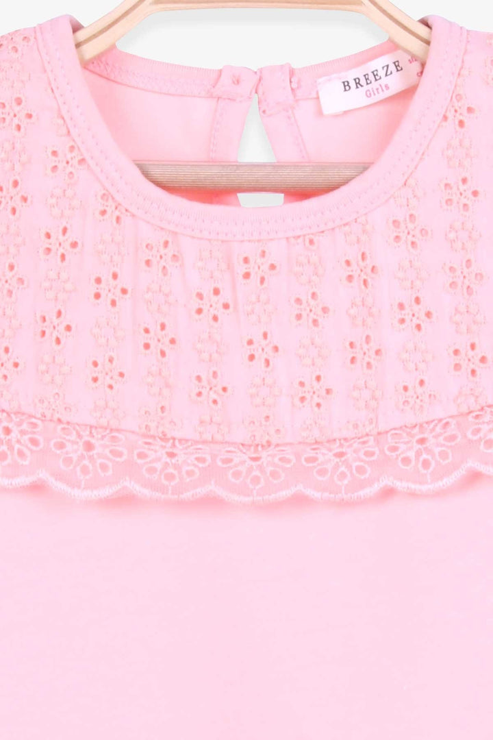 BRE Breeze Girl's T-Shirt with Fist Detail, 3-8 Years, Salmon - Canton