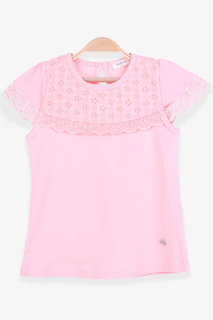 BRE Breeze Girl's T-Shirt with Fist Detail, 3-8 Years, Salmon - Canton