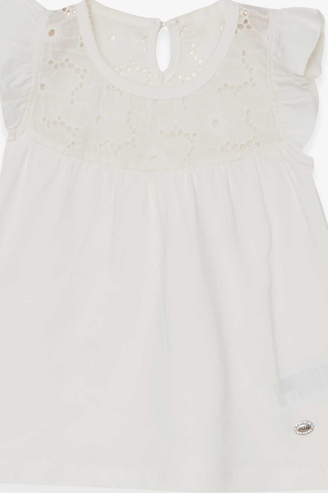 BRE Breeze Girl's T-shirt with Ruffles 4-8 Years, Ecru - Pasadena