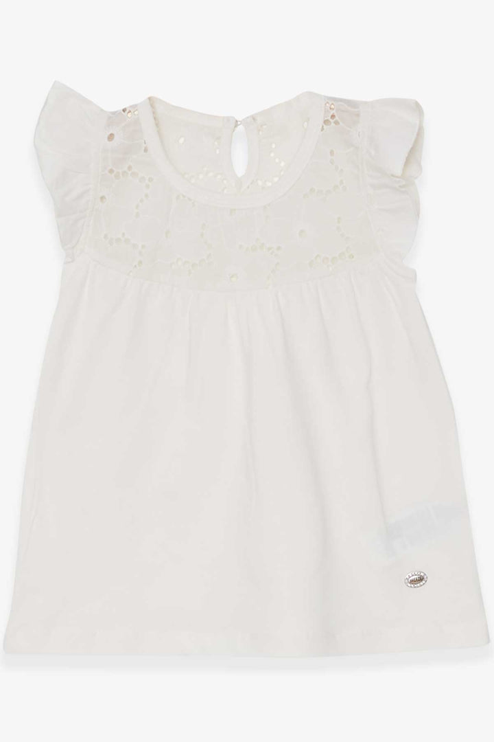 BRE Breeze Girl's T-shirt with Ruffles 4-8 Years, Ecru - Pasadena