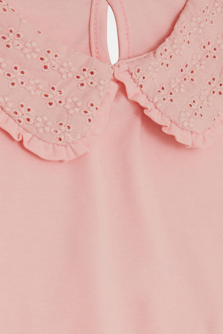 BRE Breeze Girl's T-shirt Wide Neck Embroidered Crested 50 Years, Pink - East Point