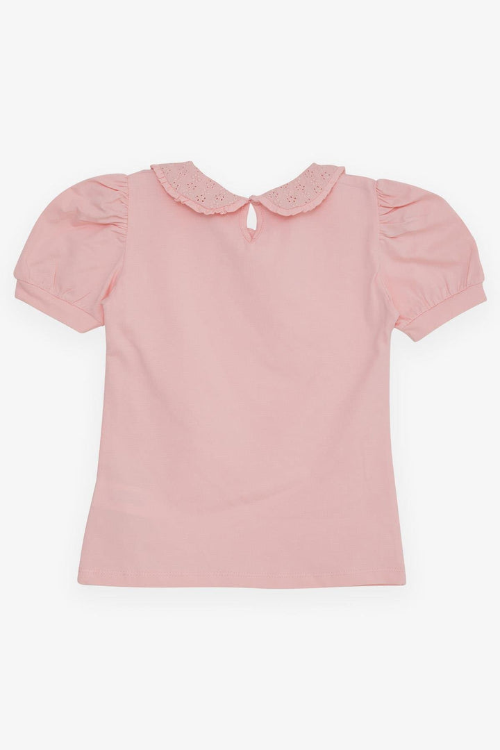BRE Breeze Girl's T-shirt Wide Neck Embroidered Crested 50 Years, Pink - East Point