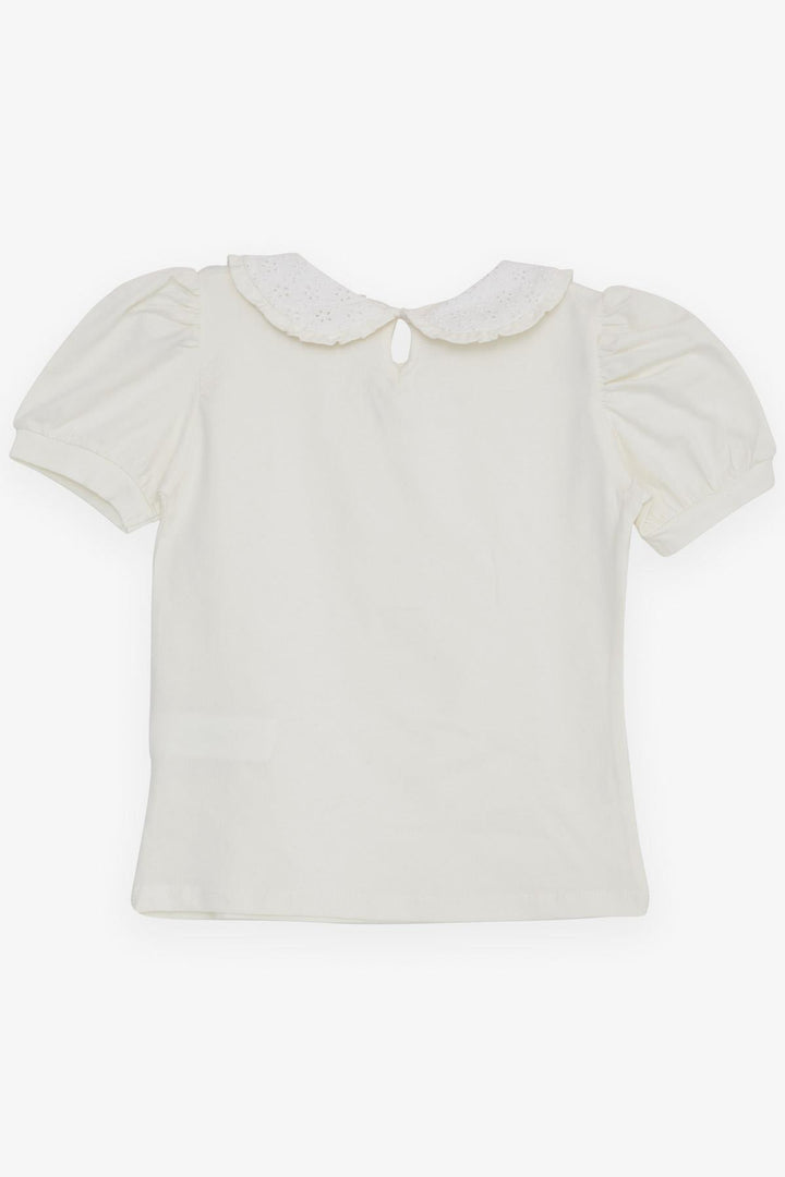 BRE Breeze Girl's T-shirt Wide Neck Embroidered Crested 50 Years, Ecru - Acireale