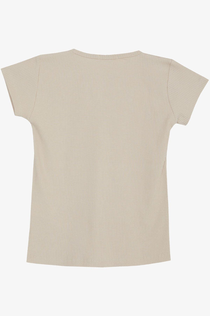 BRE Breeze Girl's T-shirt with Lace Trim and Frills, 4-8 Years, Beige - Pozzuoli