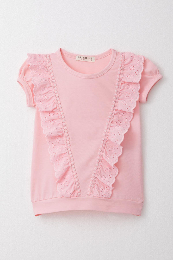 BRE Breeze Girl's T-shirt with Lace 1.5-5 Years, Pink - Ciudad Melchor Múzquiz