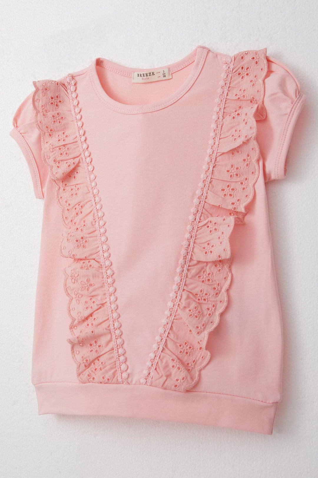 BRE Breeze Girl's T-shirt with Lace 1.5-5 Years, Pink - Swadlincote