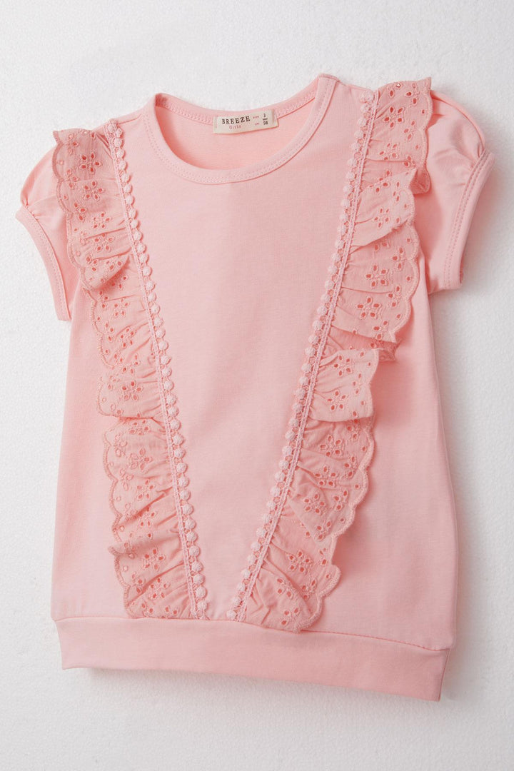 BRE Breeze Girl's T-shirt with Lace 1.5-5 Years, Pink - Swadlincote