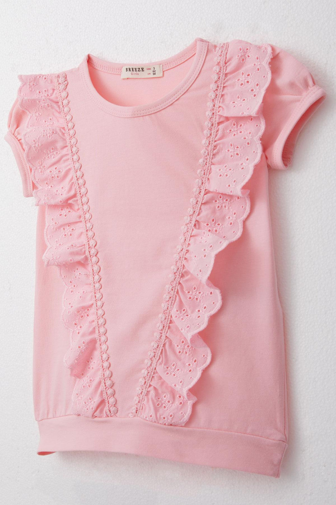 BRE Breeze Girl's T-shirt with Lace 1.5-5 Years, Pink - Ciudad Melchor Múzquiz