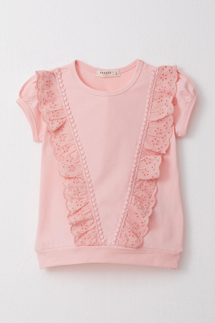 BRE Breeze Girl's T-shirt with Lace 1.5-5 Years, Pink - Swadlincote