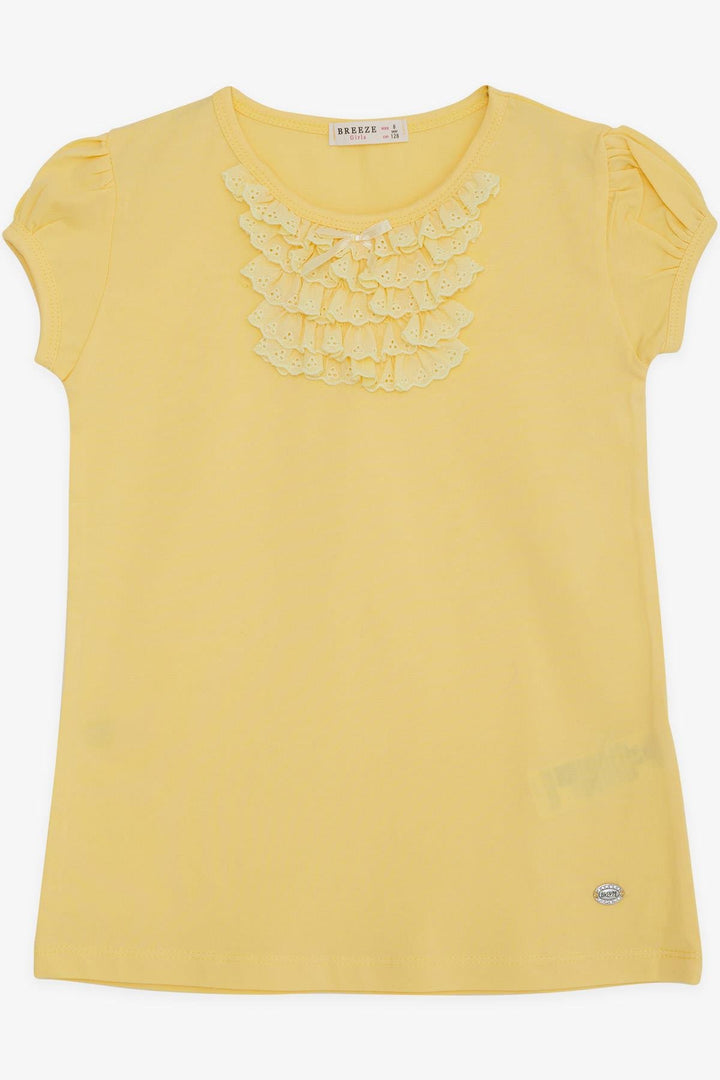 BRE Breeze Girl's T-shirt with Lace 9 Months-8 Years, Yellow - Imperia