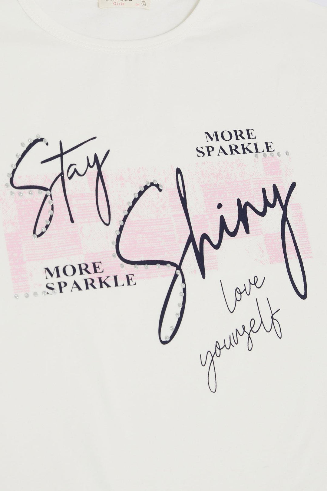 BRE Breeze Girl's T-shirt with Sparkle Theme Print 106 Years, Beige - La Seyne-sur-Mer